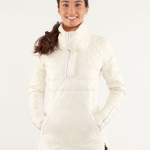 Lululemon Women's White Polar Cream What The Fluff Pullover Puffer Jacket Sz 6 - Picture 1 of 8